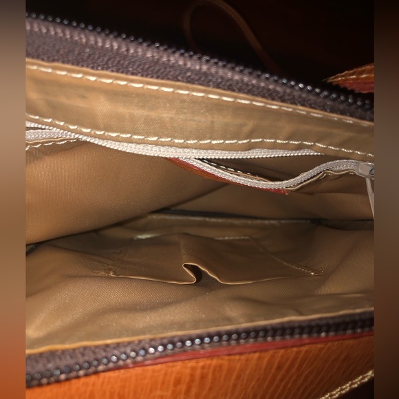 NWOT torerías ronda saddle bag shape brown pvc and leather made in Spain - Picture 10 of 12